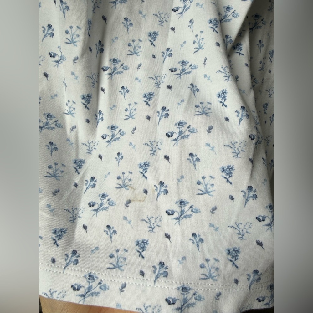 LAKE PIMA COTTON Floral White Blue Ruffle Nightgown Dress Pajamas Sleeveless M - Picture 9 of 12